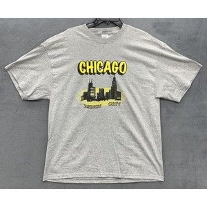 Delta Graphic Tee T-Shirt Men's Size XL Gray CHICAGO WINDY CITY Print Crew Neck
